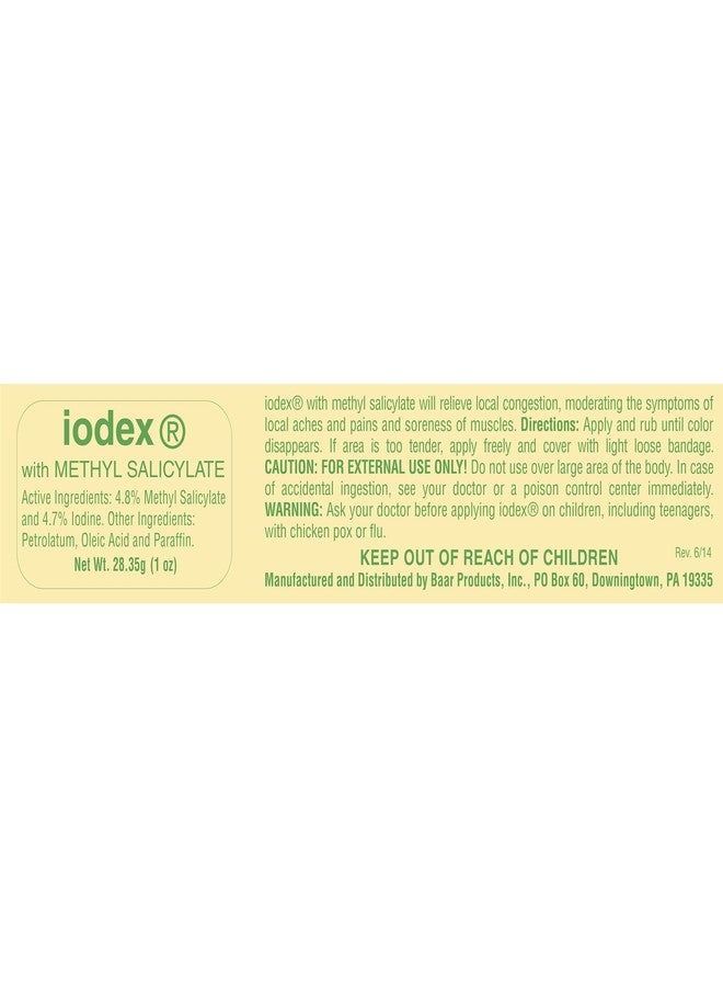 IODEX BAAR Methyl Salicylate Topical Ointment, Formulated with 4.7% Iodine, 1 oz - Image 2